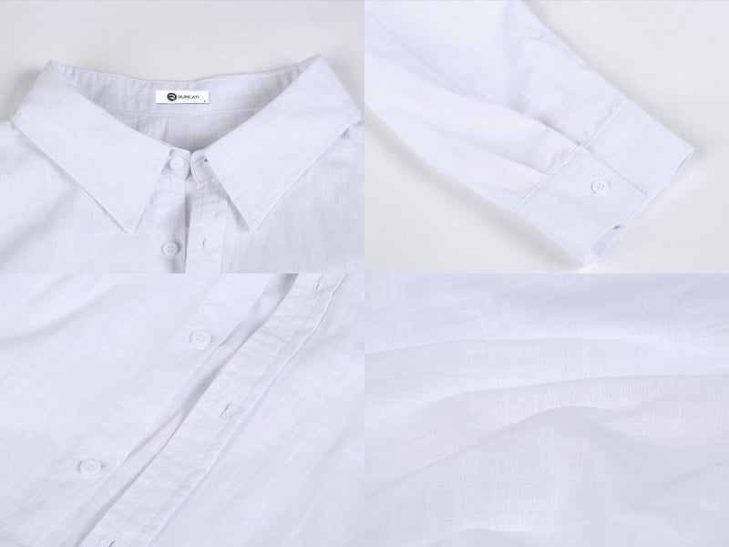 Runcati Mens Button Up Shirts Linen Beach Long Sleeve Casual Cotton Summer Lightweight Tops X-Large - Image 5
